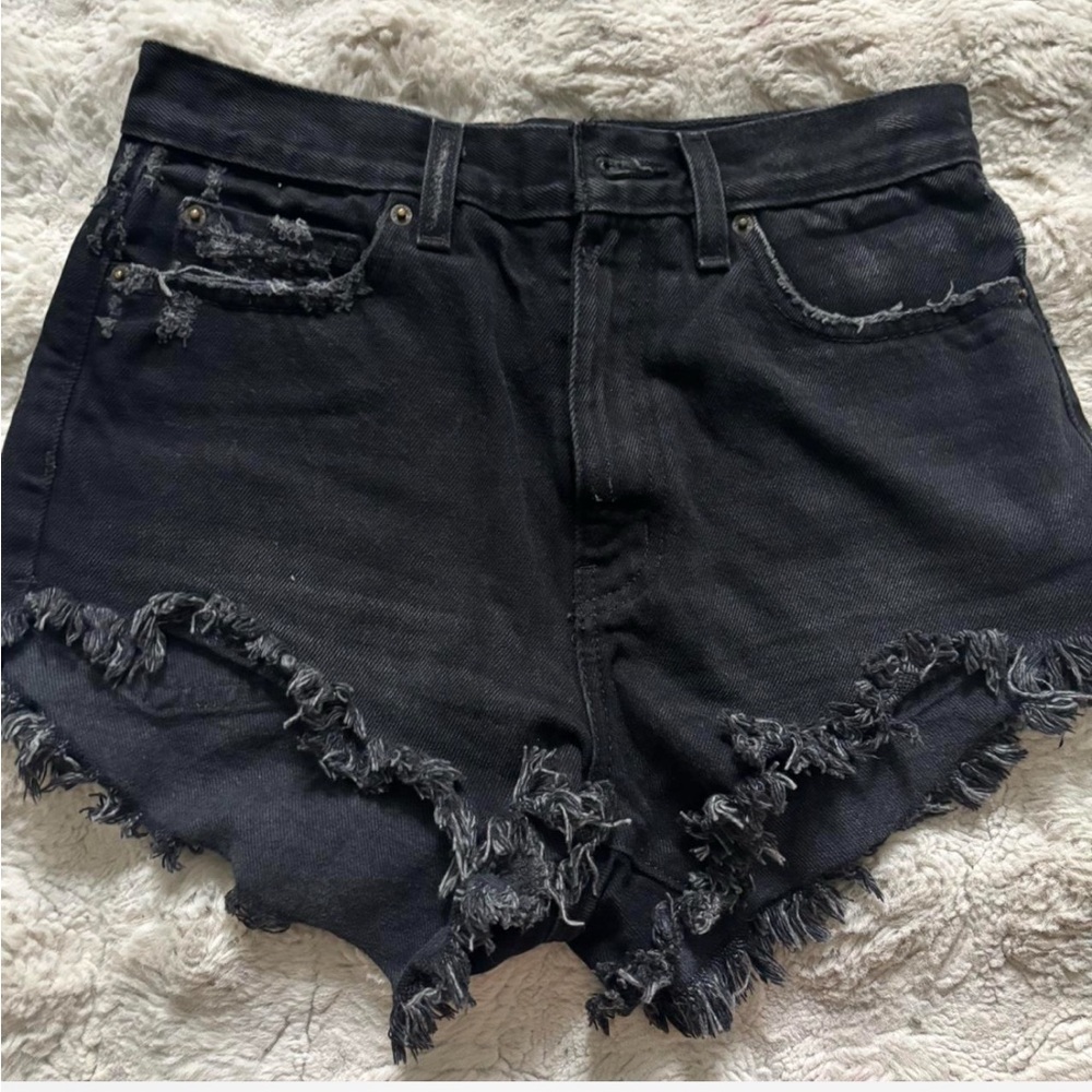 BDG Black Frayed Jean Shorts